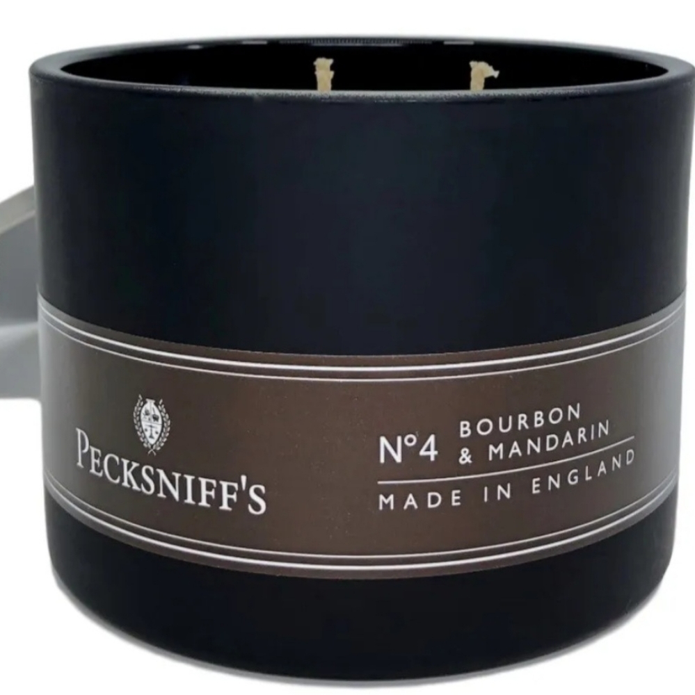 Pecksniff’s England No 4 BOURBON & MANDARIN Candle 3 Wick 18oz HUGE RARE
